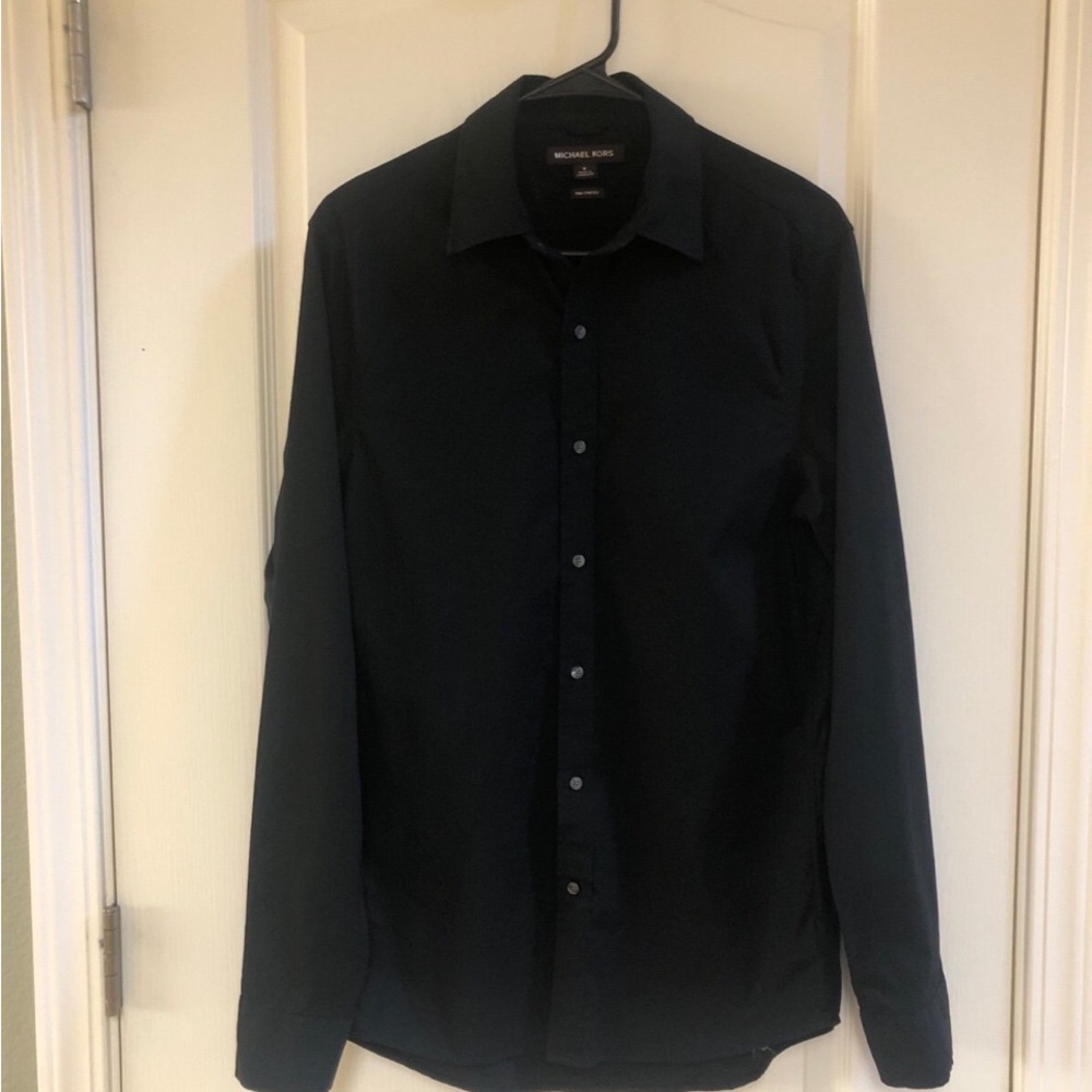 Michael Kors Men’s Black Trim Stretch Dress Shirt